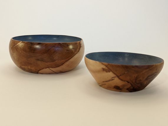Matching bowls from apple wood