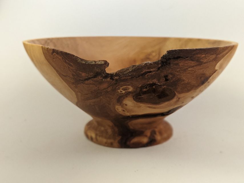 Small sugar bowl from apple wood